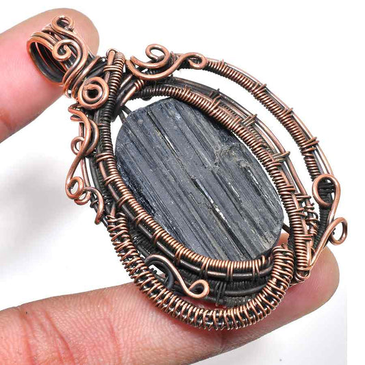 Guardian’s Embrace – Copper-Wrapped Black Tourmaline Pendant