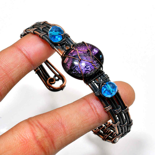 Luna’s Muse – Amethyst & Turquoise Copper Bracelet