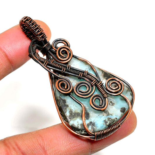 Ocean’s Whisper – Aquamarine Copper Pendant