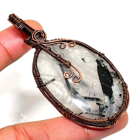 Aurora’s Reflection – Quartz & Copper Pendant