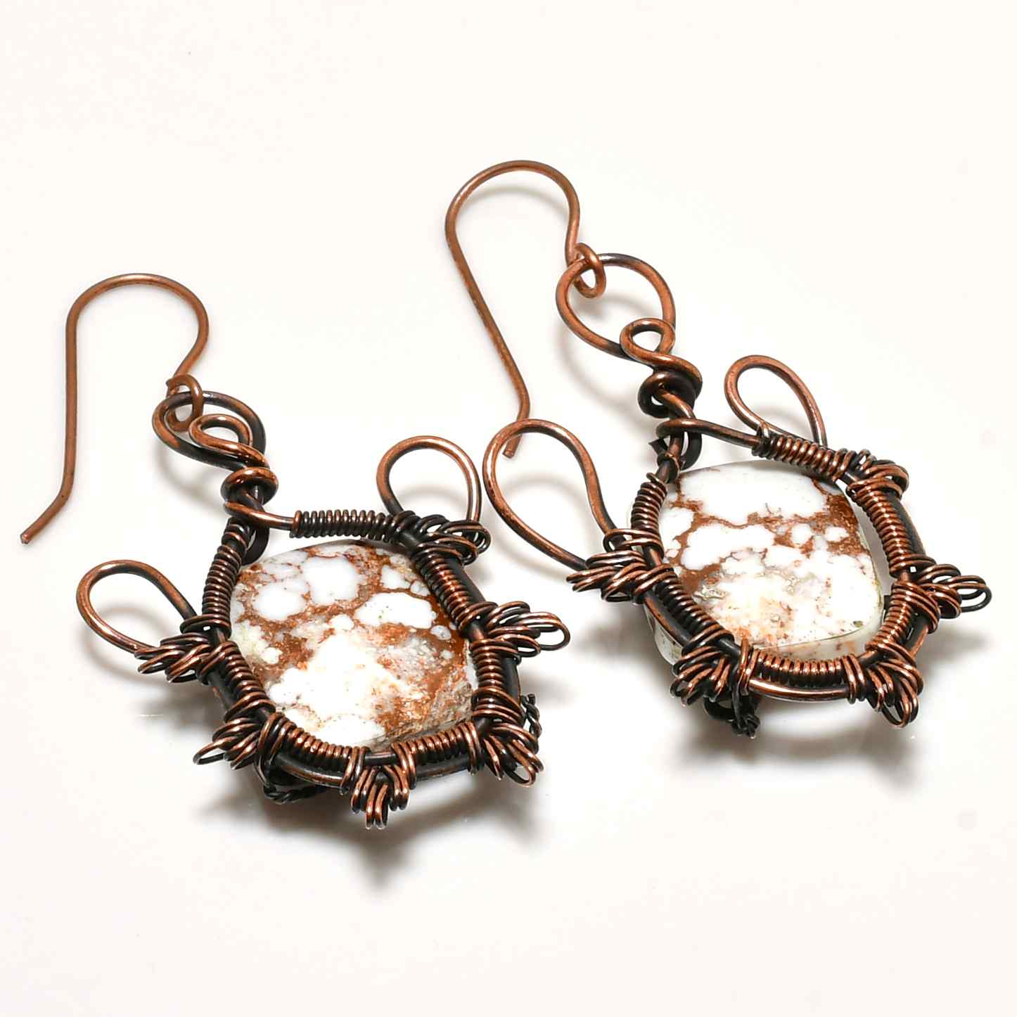 Selene’s Serenity – Howlite & Copper Earrings
