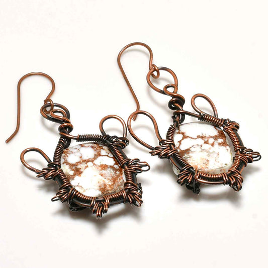 Selene’s Serenity – Howlite & Copper Earrings