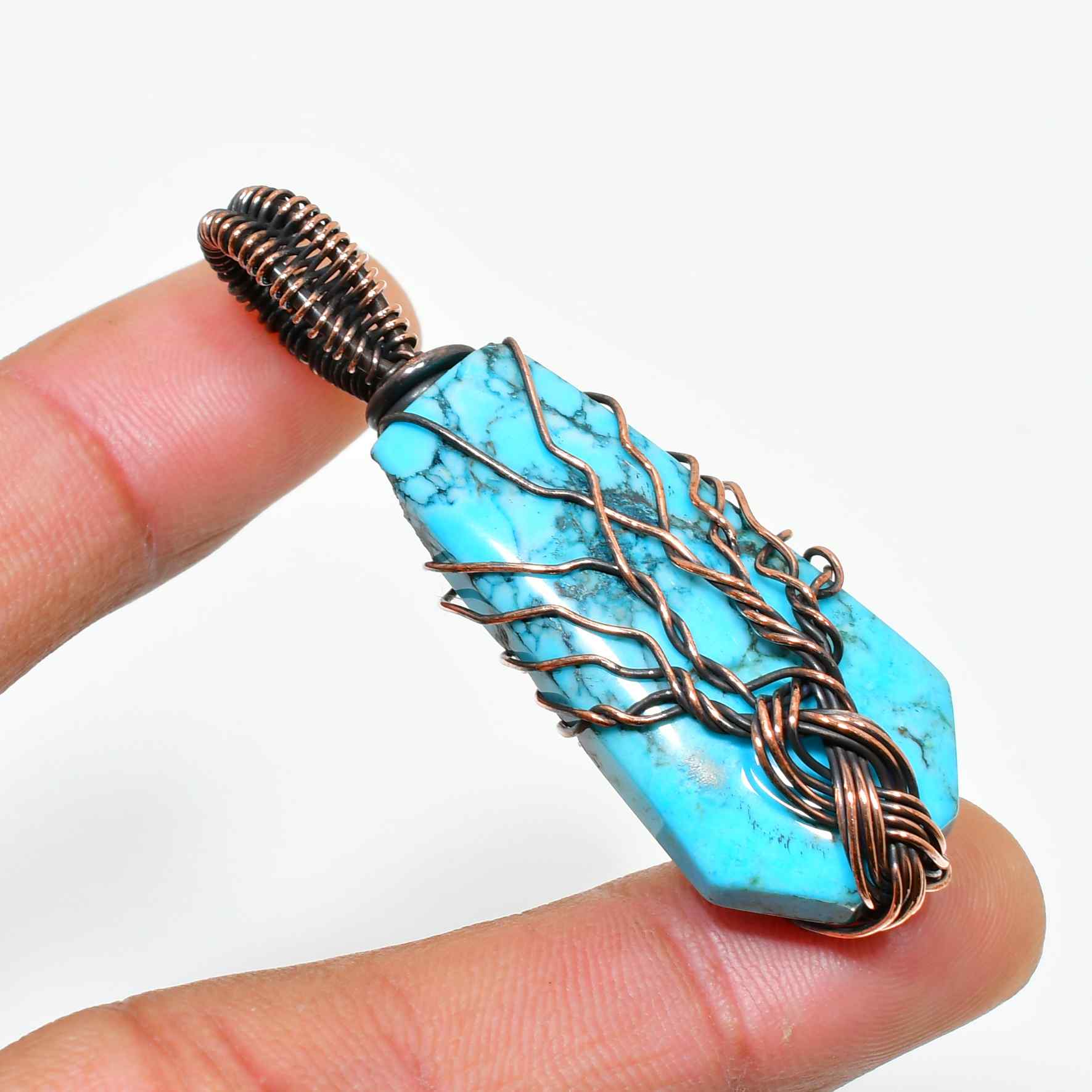 Turquoise Whisper – Handwrapped Copper & Turquoise Pendant