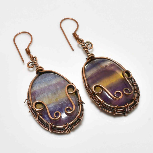 Serenity Spectrum – Fluorite & Oxidized Copper Earrings