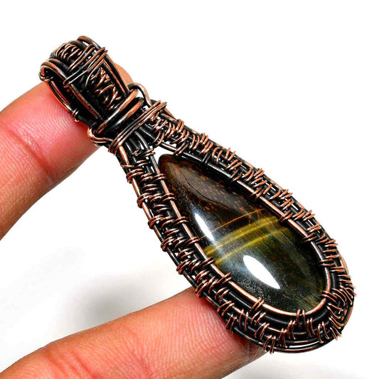 Ember’s Courage – Tiger’s Eye Copper Pendant