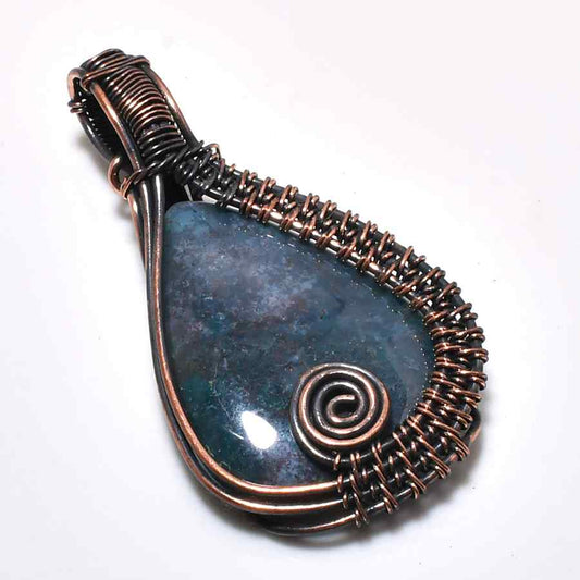 Tranquil Aura – Oxidized Copper & Stone Pendant
