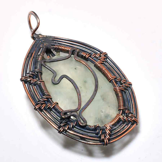 Ocean Whisper – Rustic Copper Jade Pendant