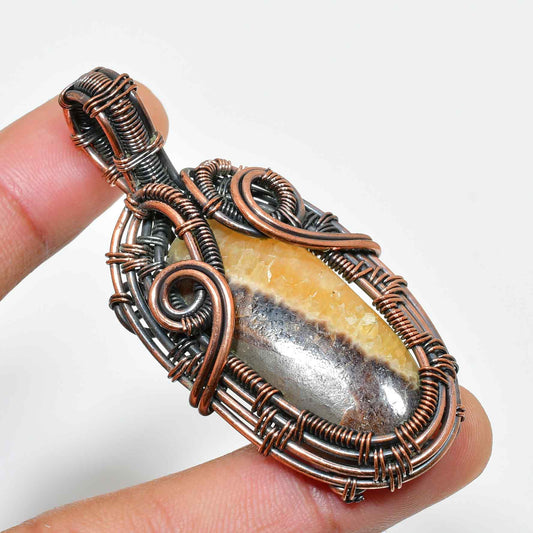 Gaia’s Embrace – Oxidized Copper Earthstone Pendant