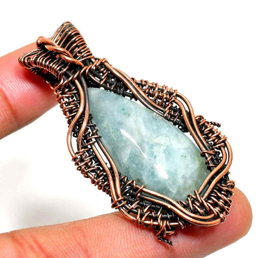 Aurora’s Tide – Aquamarine Copper Pendant