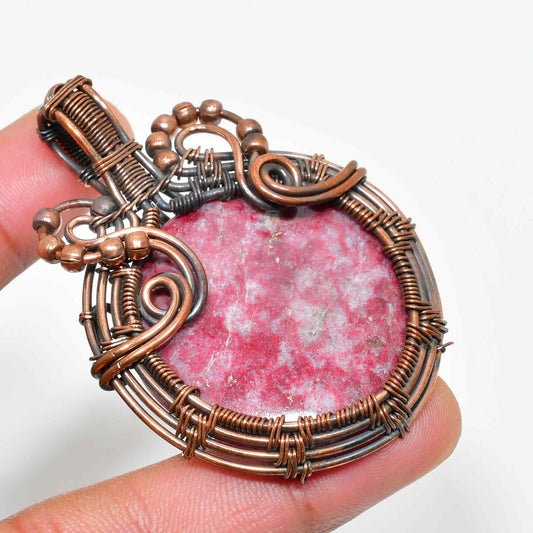 Serenity’s Embrace – Rhodonite Copper Pendant