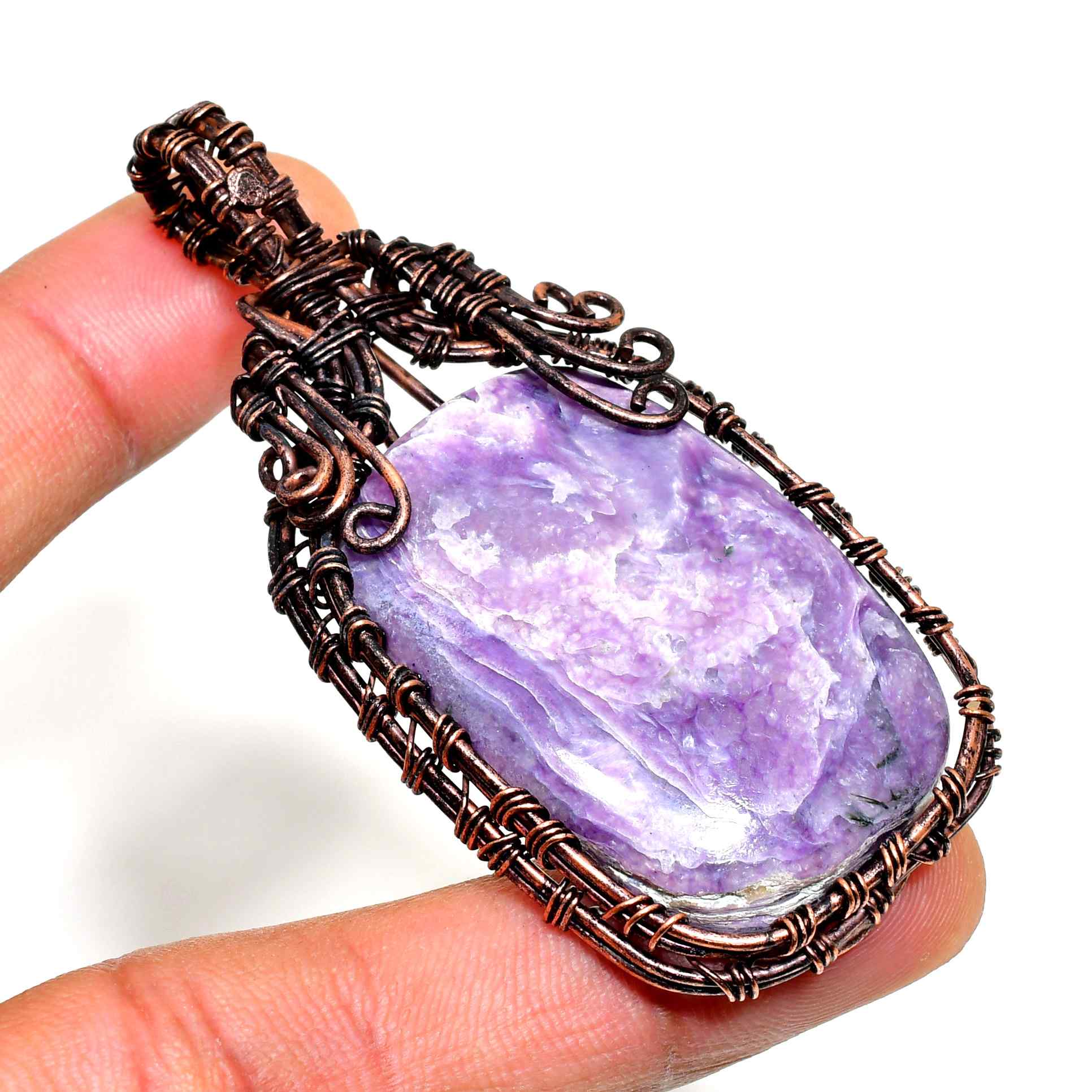 Selene’s Shield – Amethyst Copper Pendant
