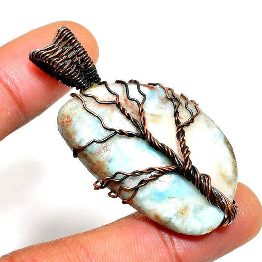 Serenity Tree – Larimar & Copper Pendant