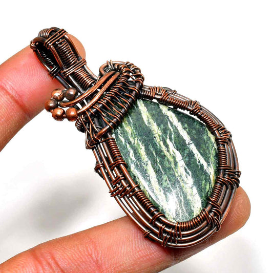Grounded Guardian – Copper Wire Gemstone Pendant