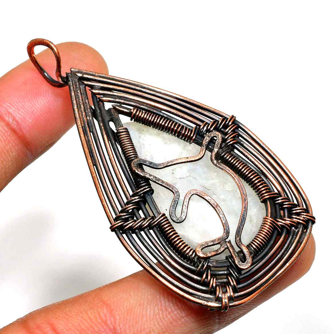 Gaia’s Embrace – Oxidized Copper Stone Pendant