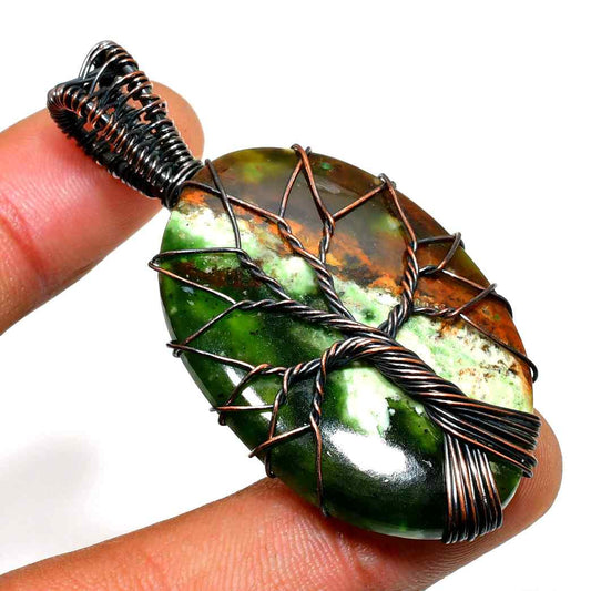 Earthbound Essence – Artisan Jade & Copper Wire Pendant