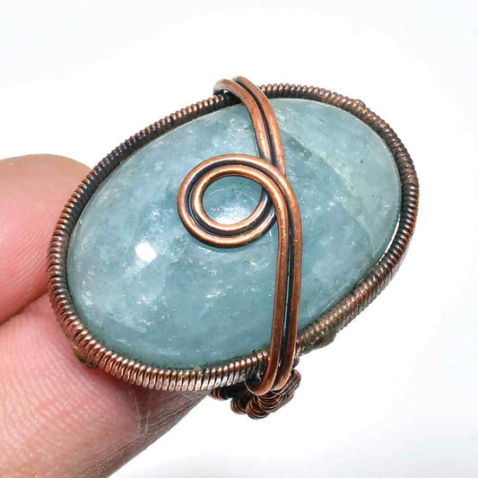 Tranquil Tide – Aquamarine Copper Ring
