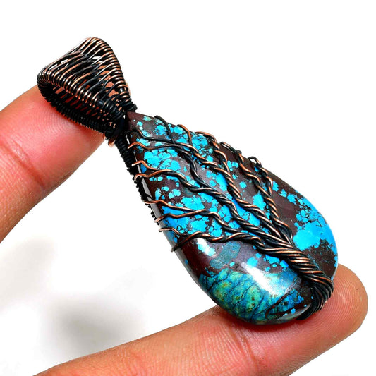 Turquoise Dream – Rustic Copper Pendant