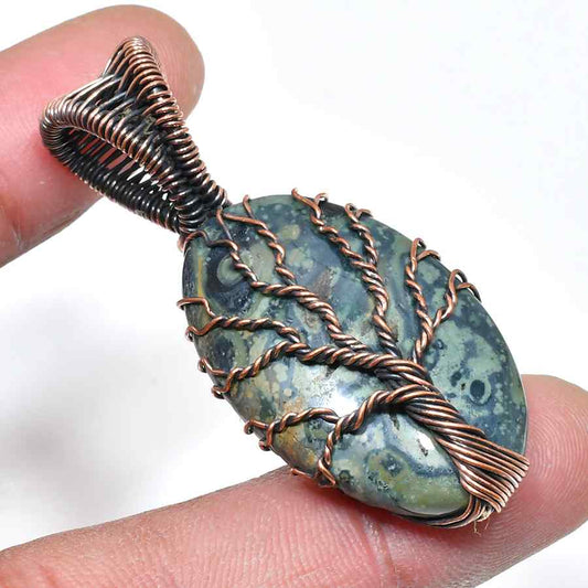 Gaia’s Arbor – Greenstone Copper Tree of Life Pendant