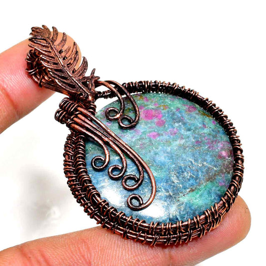 Serenity Shield – Blue-Green Gemstone Copper Pendant