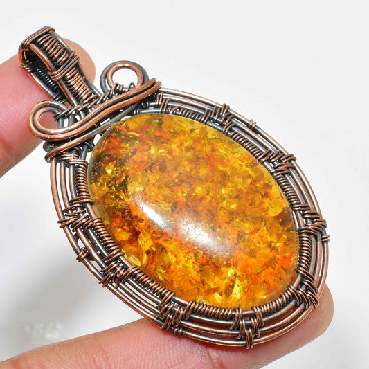 Sunset Ember – Amber Copper Pendant