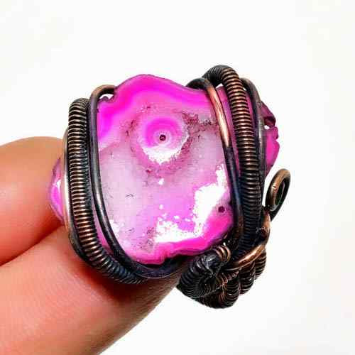 Serenity’s Touch – Pink Agate Copper Ring