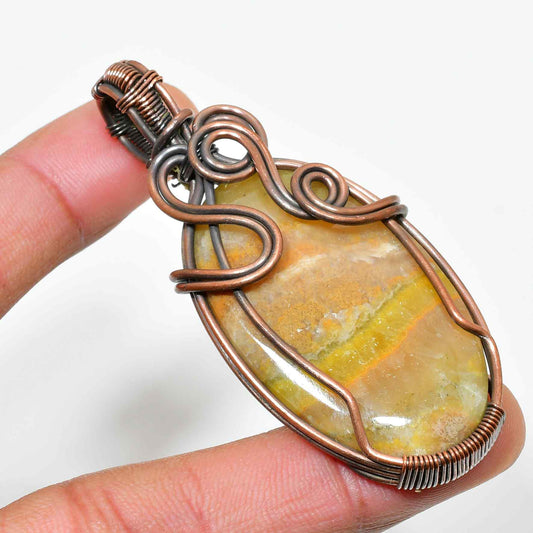 Gaia’s Anchor – Yellow-Green Jasper Copper Pendant