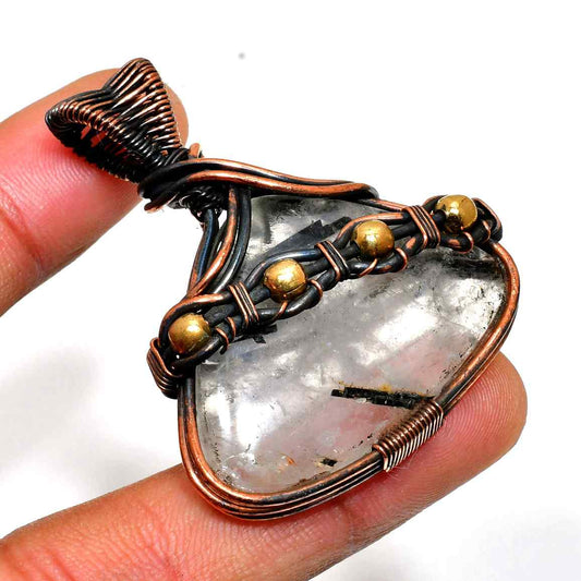 Ezra’s Veil – Clear Quartz & Copper Pendant