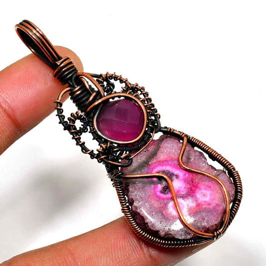 Aria’s Harmony – Pink Chalcedony Copper Pendant