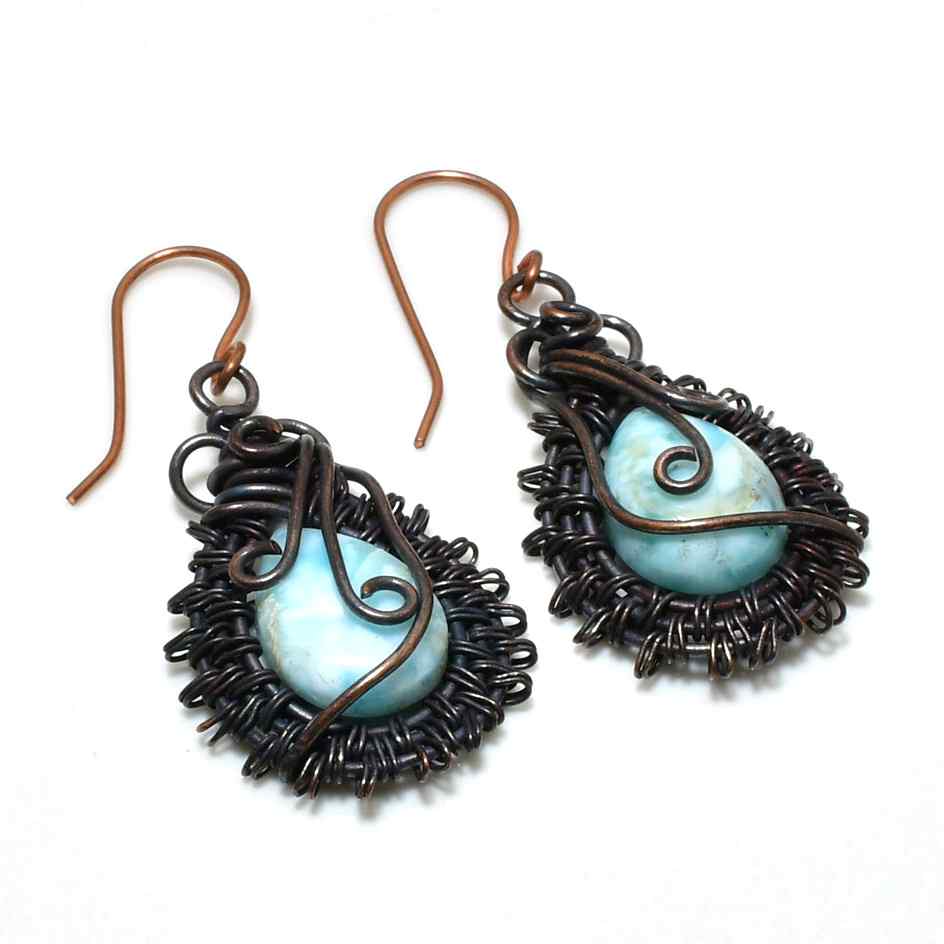 Serene Tide – Larimar & Copper Earrings