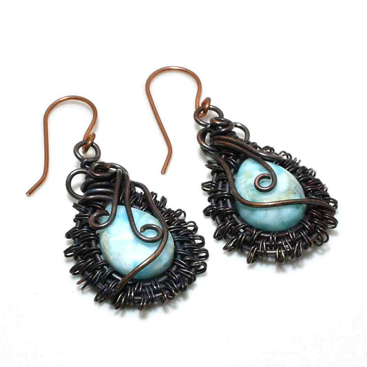 Serene Tide – Larimar & Copper Earrings