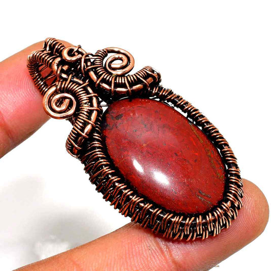 Ember’s Embrace – Red Jasper Copper Pendant