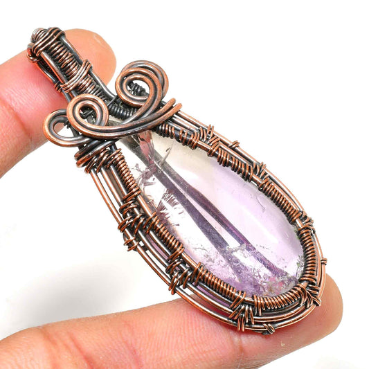 Ezra’s Veil – Amethyst & Oxidized Copper Pendant