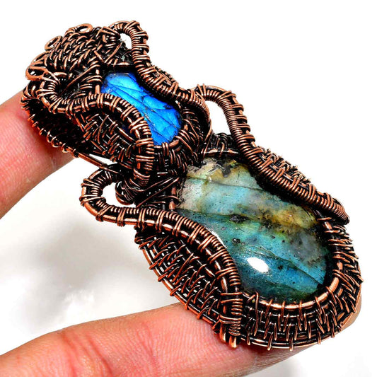 Arcane Synergy – Labradorite & Lapis Copper Pendant