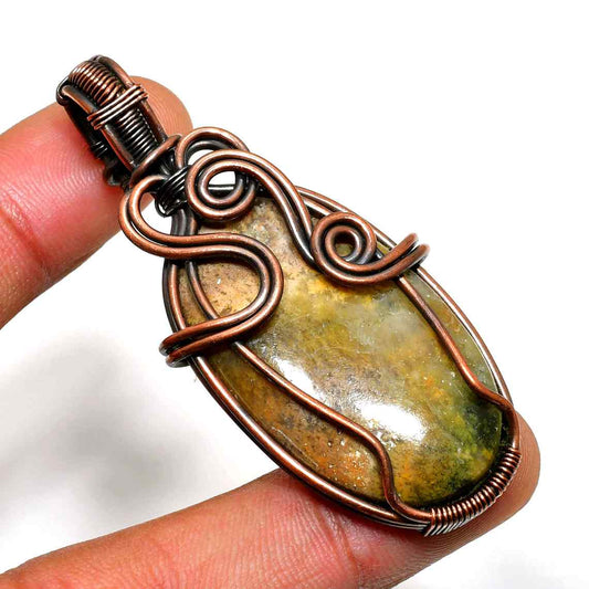 Gaia’s Embrace – Copper-Wrapped Grounding Stone Pendant