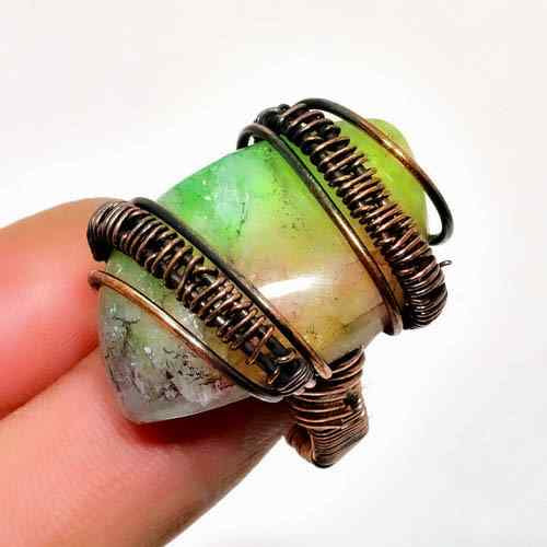 Verdant Embrace – Green Opal Copper Ring