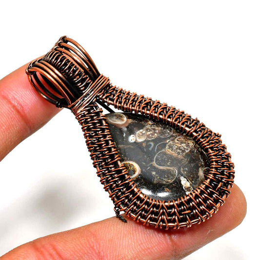 Octavia’s Embrace – Oxidized Copper & Natural Stone Pendant