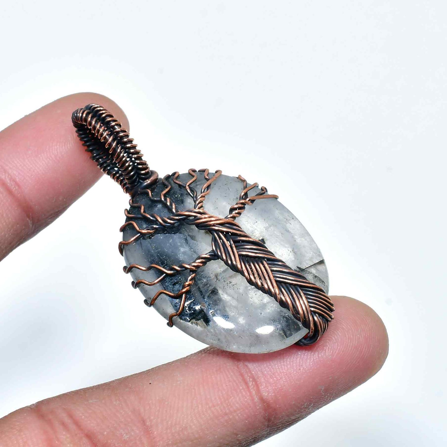 Gaia’s Embrace – Quartz Copper Tree of Life Pendant