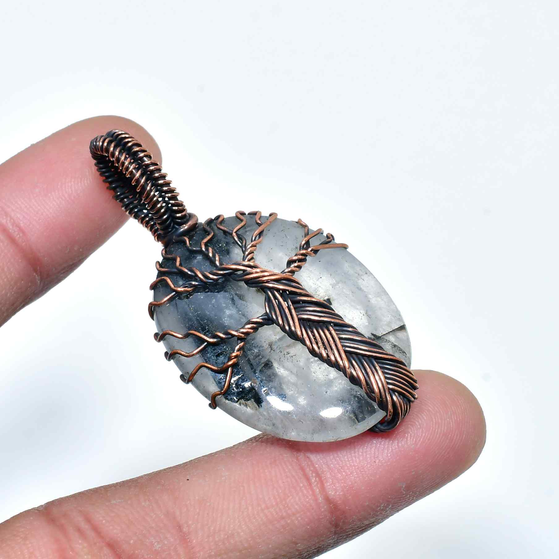 Gaia’s Embrace – Quartz Copper Tree of Life Pendant