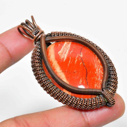 Ember’s Embrace – Jasper Copper Wire Pendant