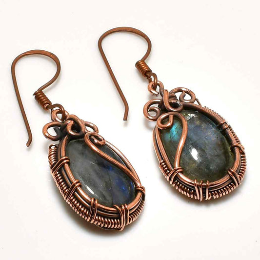 Mystic Whisper – Labradorite Copper Earrings