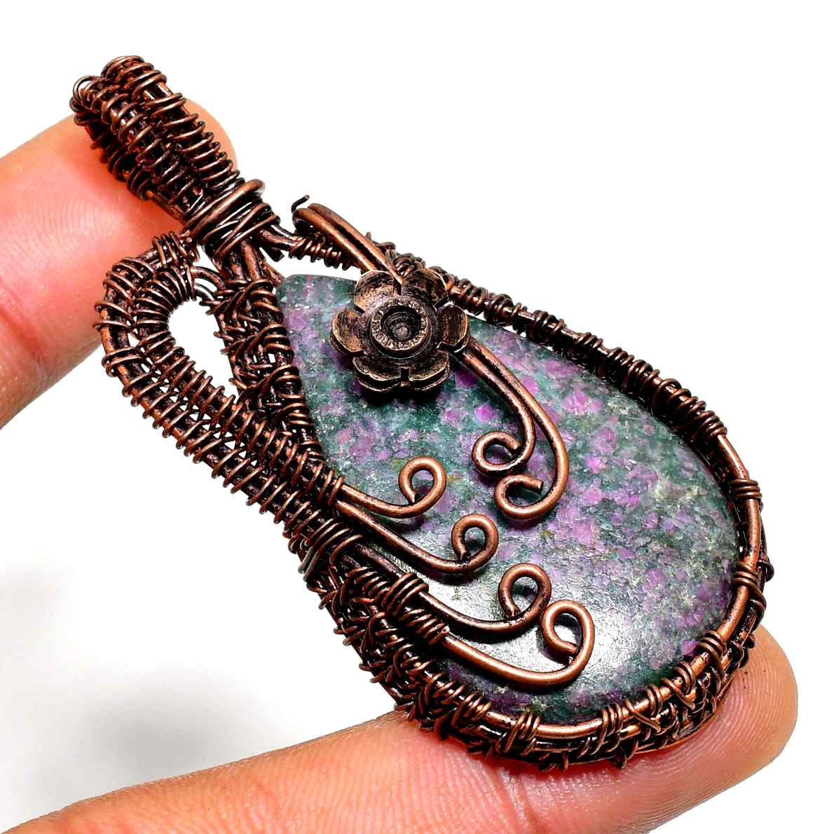 Gaia’s Embrace – Copper-Wrapped Natural Stone Pendant