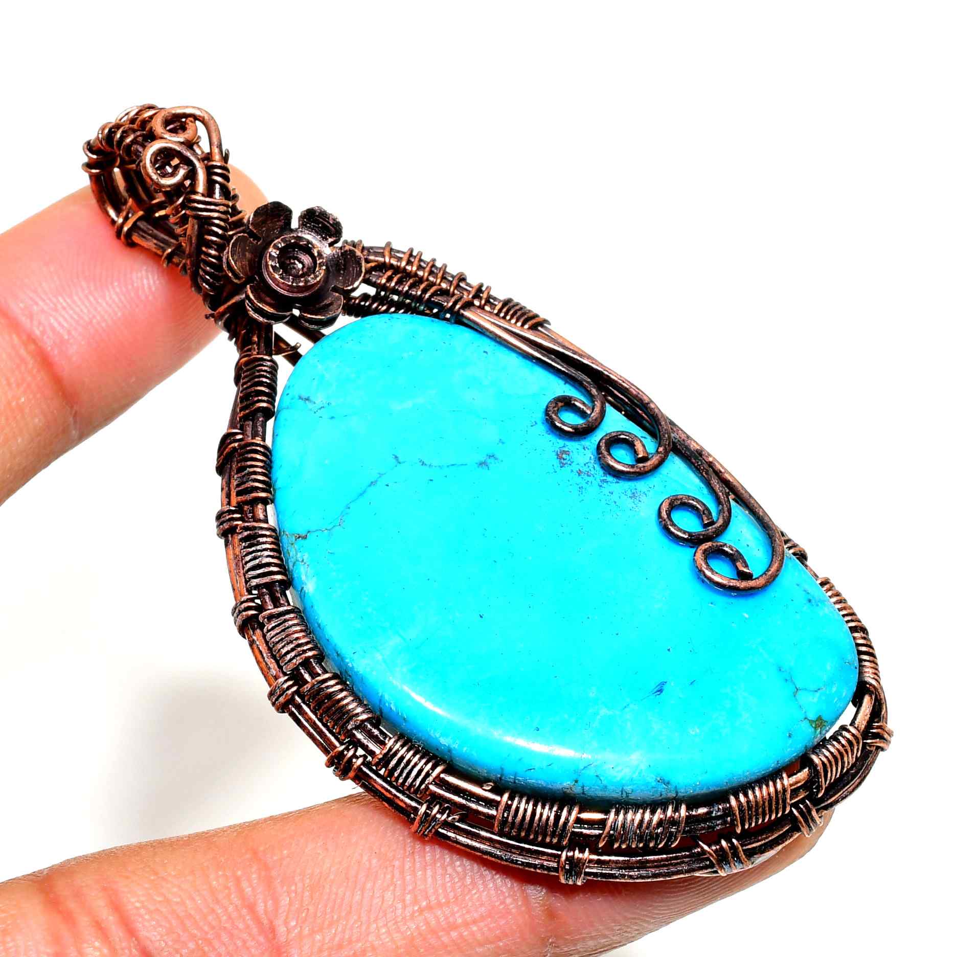 Serenity’s Embrace – Turquoise Copper Pendant