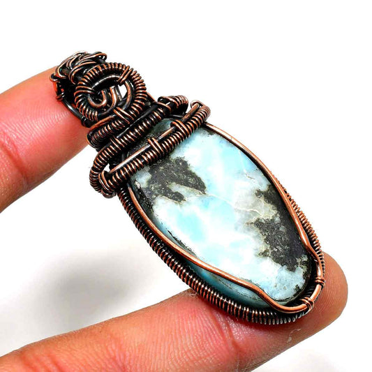 Ocean Serenity – Larimar Copper Pendant