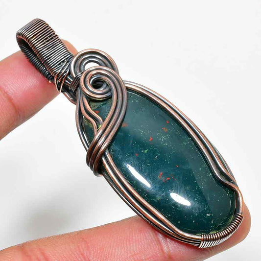 Gaia’s Embrace – Oxidized Copper Agate Pendant