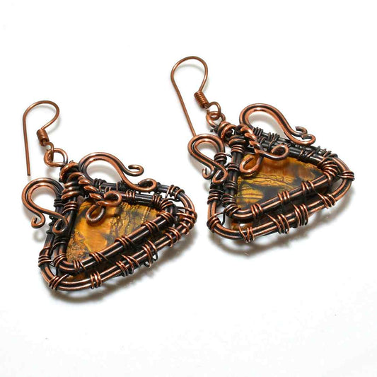 Terra’s Gaze – Tiger’s Eye Copper Earrings