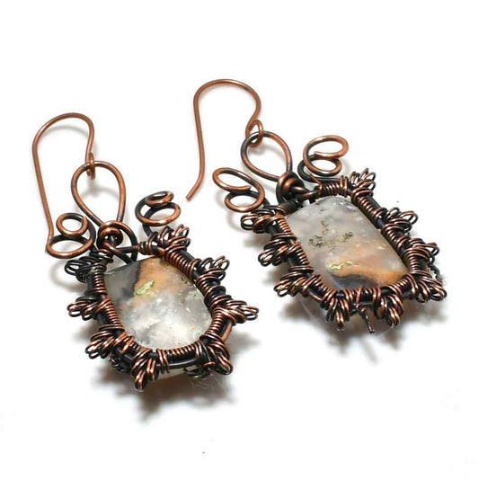 Earth’s Embrace – Agate Copper Earrings