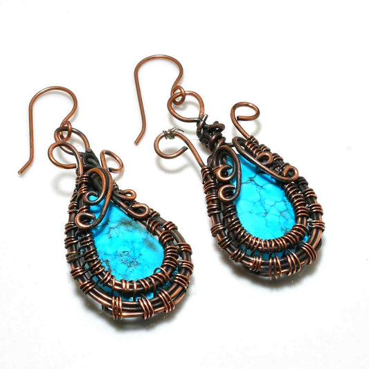 Ocean’s Embrace – Turquoise & Copper Earrings