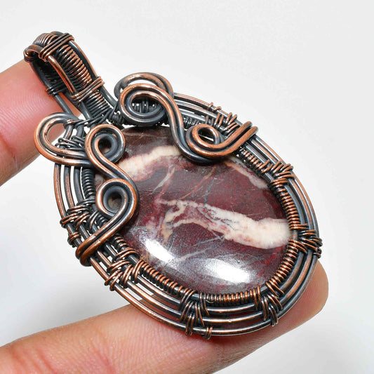 Rooted Ember – Red Jasper Copper Pendant