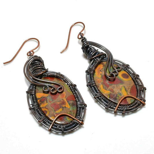 Radiant Muse – Painted Agate Copper Earrings