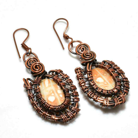 Earthen Muse – Copper & Gemstone Earrings